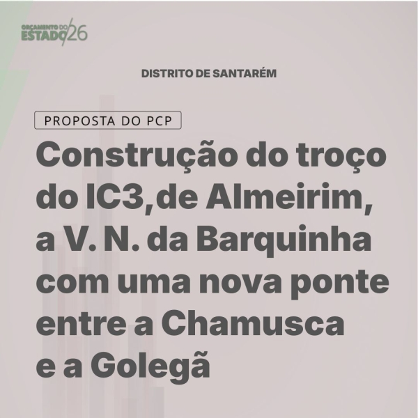 Construção do troço do IC3, ligando a A13 no concelho de Almeirim, à A23 em Vila Nova da Barquinha